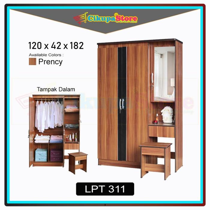 Gambar Lemari Pakaian 3 Pintu + Meja Rias | Lemari Tempat Baju Murah LPT 311 dari Cikupa Store undefined Tokopedia
