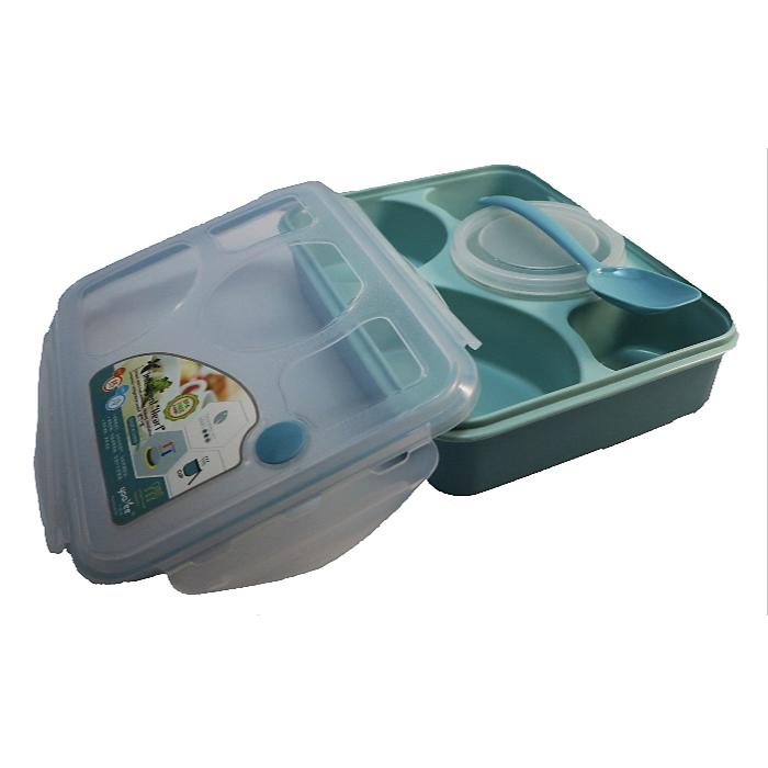 Gambar Lunch Box - Kotak Bekal anak sekolah SD dan Dewasa 5 sekat - Biru Muda dari Bag2school undefined Tokopedia
