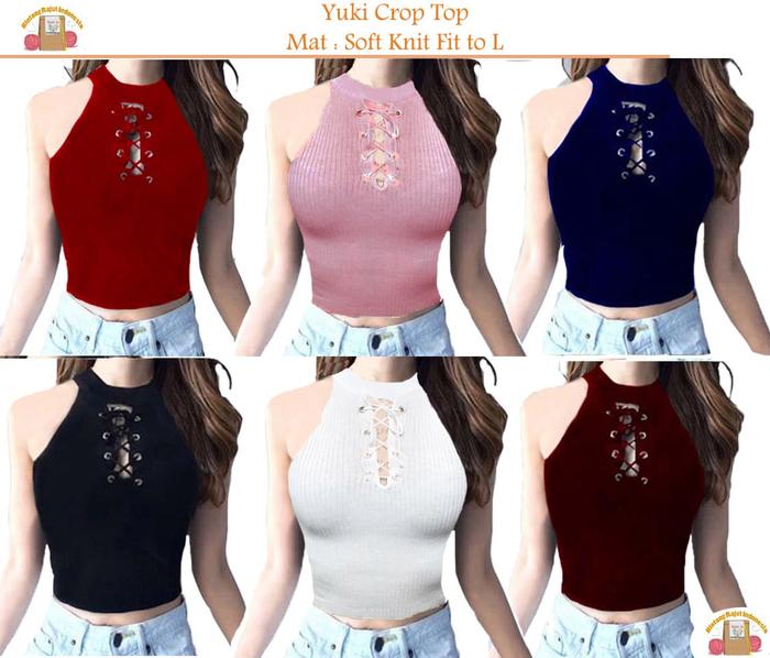 Gambar Yuki Tank Top / Inner Knitting / Rajut Tank Top You can see Crop Tee - Navy dari Aniera Collection undefined Tokopedia