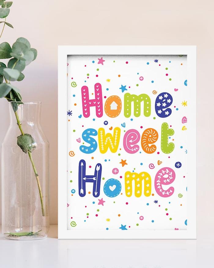 Gambar Wall Decor Freme Bingkai Poster Quotes Home Sweet Home Full Color - 21x30 CM dari sefieart undefined Tokopedia