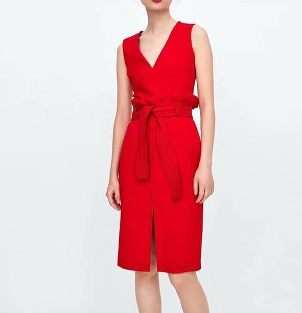Jual 22712 Red Frill Sleeveless Dress 