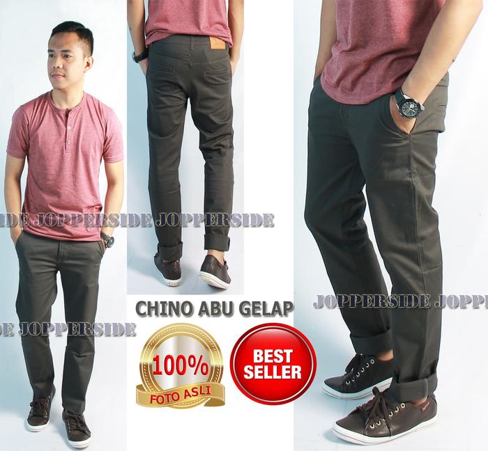 Gambar Celana PANJANG CHINO KERJA KANTOR SANTAI ABU GELAP PRIA ORIGINAL - Abu Gelap, 28 dari JOPPERSIDE undefined Tokopedia