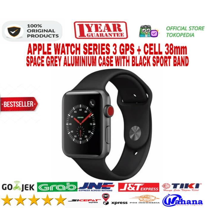 Jual Apple Watch Series GPS+Cell 38mm Grey Case+Black Sport