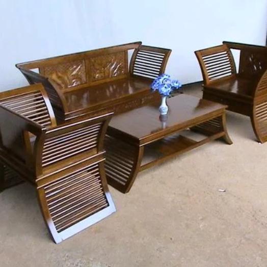 Gambar Kursi tamu minimalis jati model jari jari klasik sofa dari riski lancar mebel undefined Tokopedia