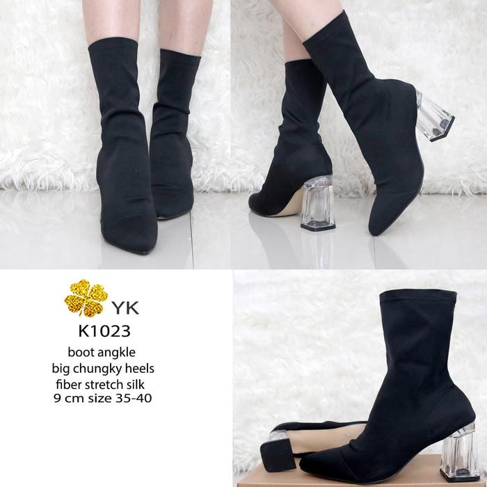 YKshoes 1023 angkle boot elastis heels cm hak tahu bartier import di  Ykfashion Onlineshop Tokopedia