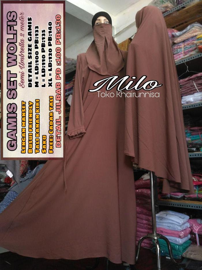 Gambar GAMIS SET CADAR WOLFIS MURAH MERIAH COCOK UNTUK KULAKAN WARNA (MILO) - Cokelat, M dari TOKO KHAIRUNNISA undefined Tokopedia
