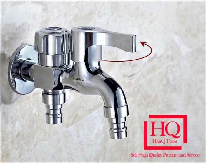Gambar Keran Air Cabang Double FULL KUNINGAN Kran Shower Mandi Bak Mesin Cuci dari HanQ Tools undefined Tokopedia
