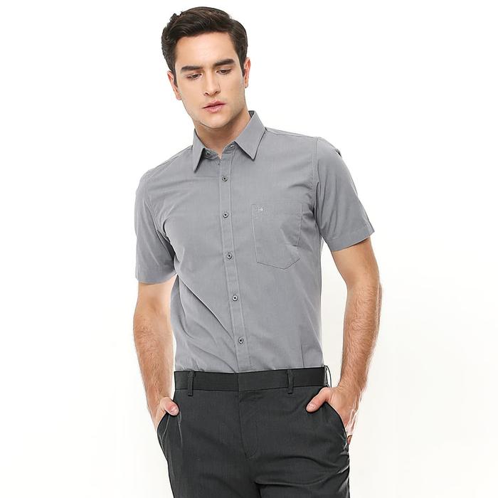 Gambar Johnwin - Slim Fit - Kemeja Formal - Basic - Abu - Perak, XL dari Johnwin undefined Tokopedia