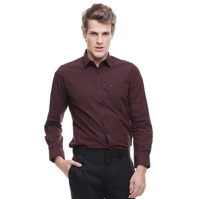 Gambar Johnwin - Slim Fit - Kemeja Formal - Lengan Panjang - Merah - Maroon, S dari Johnwin undefined Tokopedia