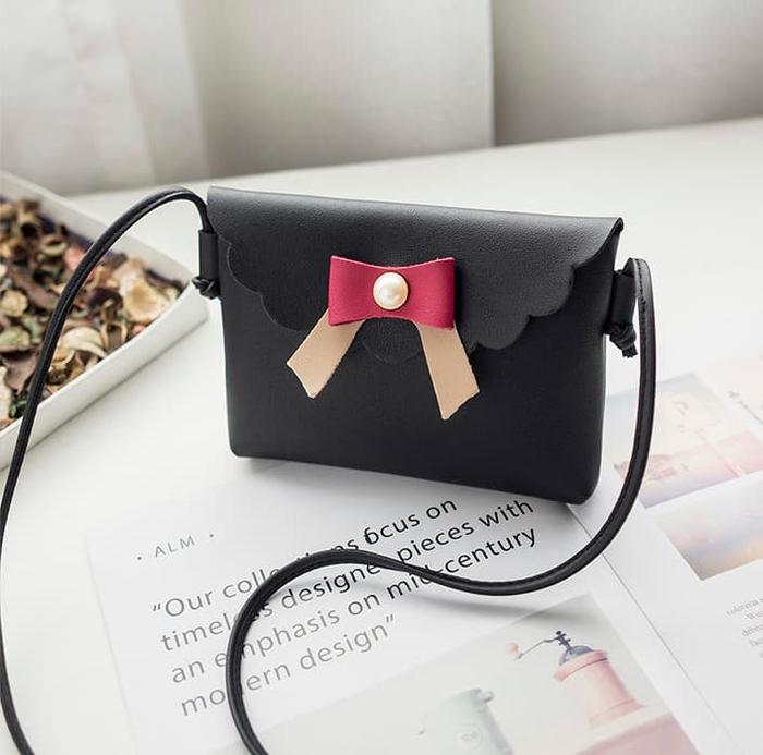 Gambar MIERRE - Korean mini shoulder bag crossbody bag hiasan pita - Hitam dari Toko 1973 Kota Administrasi Jakarta Barat Tokopedia
