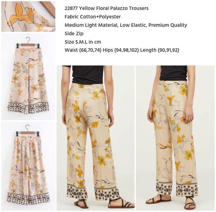22877 Yellow Floral Palazzo Trousers 