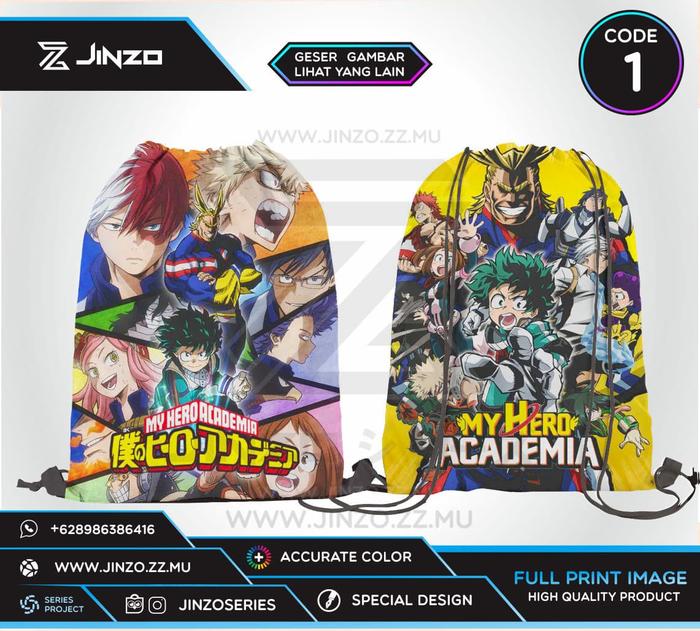 Gambar Tas Serut My Hero Academia Boku no Hero Academia Deku Todoroki Bakugo - Code Satu dari Jinzo Series undefined Tokopedia