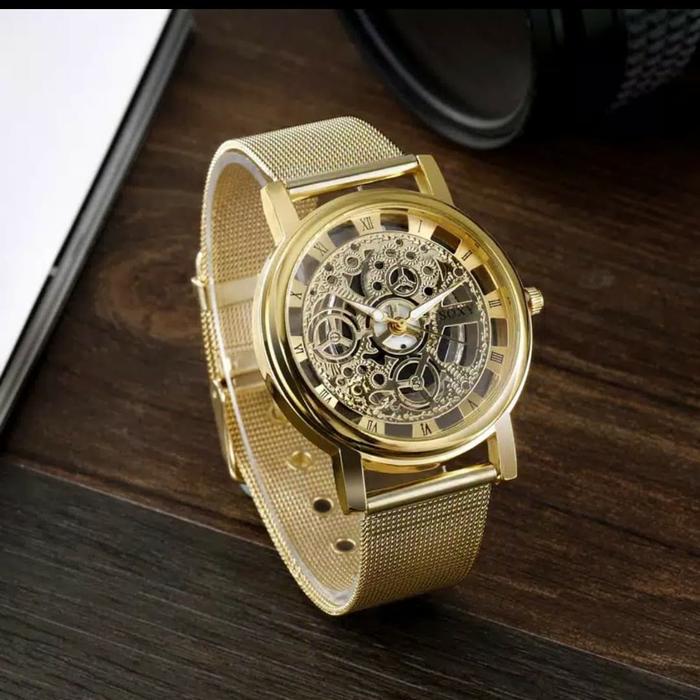 Jual Jam Tangan Pria Soxy Fashion Skeleton Mewah Perak Kota