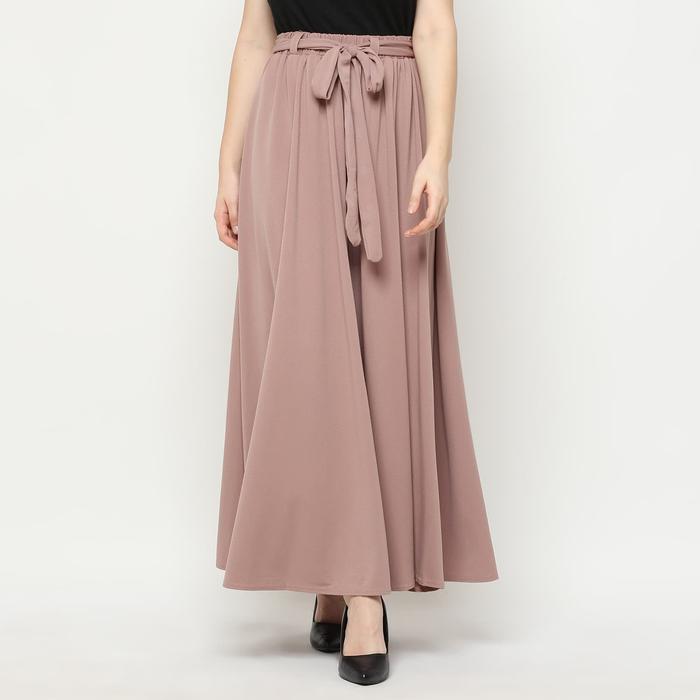 Gambar duapola Rok Panjang Payung Remple Ribbon Maxi 88188 - Cokelat Muda dari duapola undefined Tokopedia
