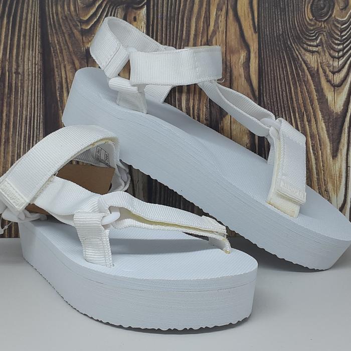 all white platform tevas