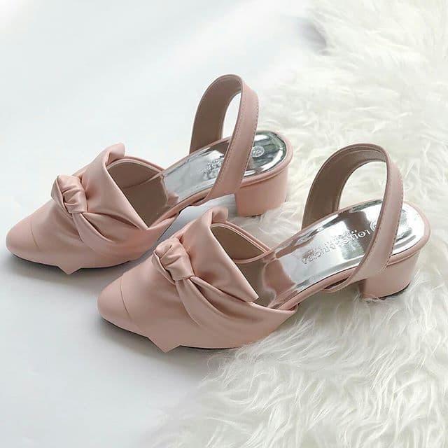 Jual sepatu sandal lace up ribbon block 