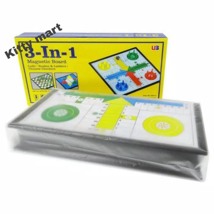 Gambar MAINAN ANAK 3 IN 1 MAGNETIC BOARD GAMES LUDO HALMA SNAKE LADDER CATUR dari KITTY MART undefined Tokopedia