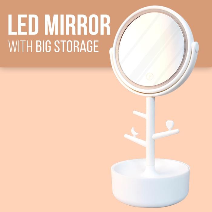 Gambar Desktop Mirror Led with Storage dari Leivy Naturally Indonesia undefined Tokopedia
