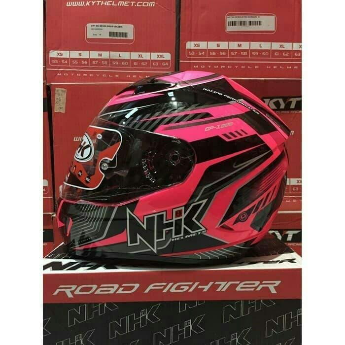 Jual HELM NHK GP 1000 DOUBLE VISOR MOTIF PINK LIS HITAM Kota