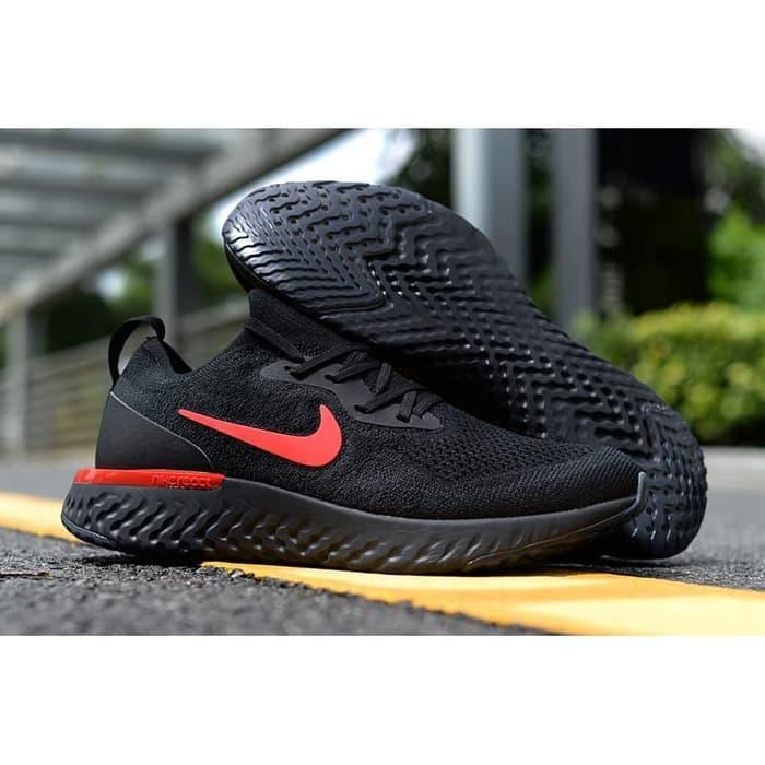 Sepatu Nike Epic React Flyknit Black Grey Red High Premium Original