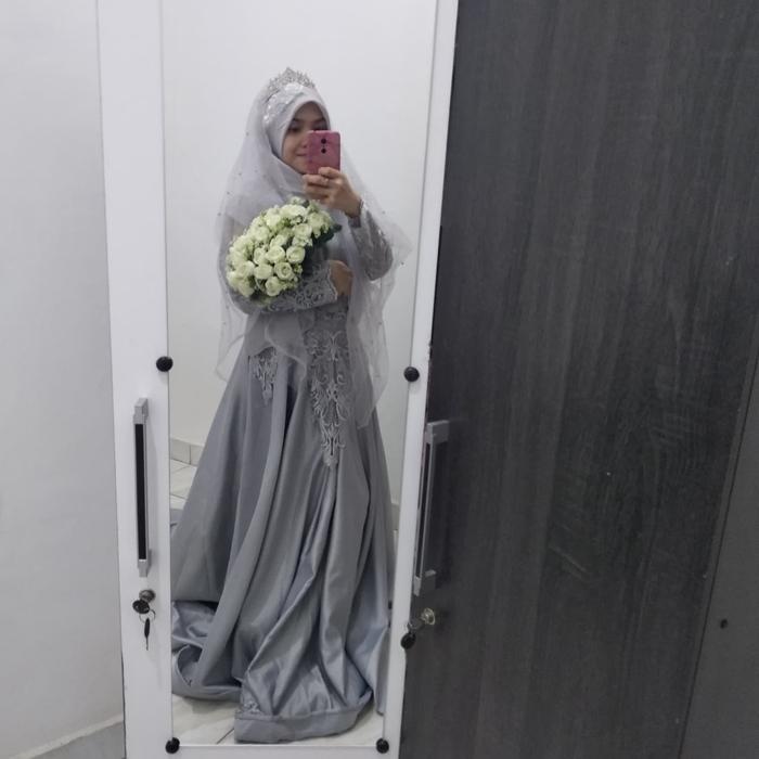 baju nikah silver