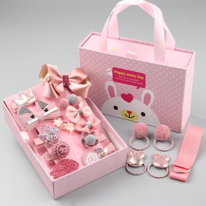 Gambar RW028 Set Aksesoris Rambut Bayi Anak Perempuan Bahan Katun 18 Pcs+Dus - Ungu dari RW estore undefined Tokopedia