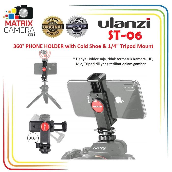 Gambar Ulanzi ST-06 360 Smartphone Phone Holder with Cold Shoe & Tripod Mount dari Matrix Camera_NEW undefined Tokopedia