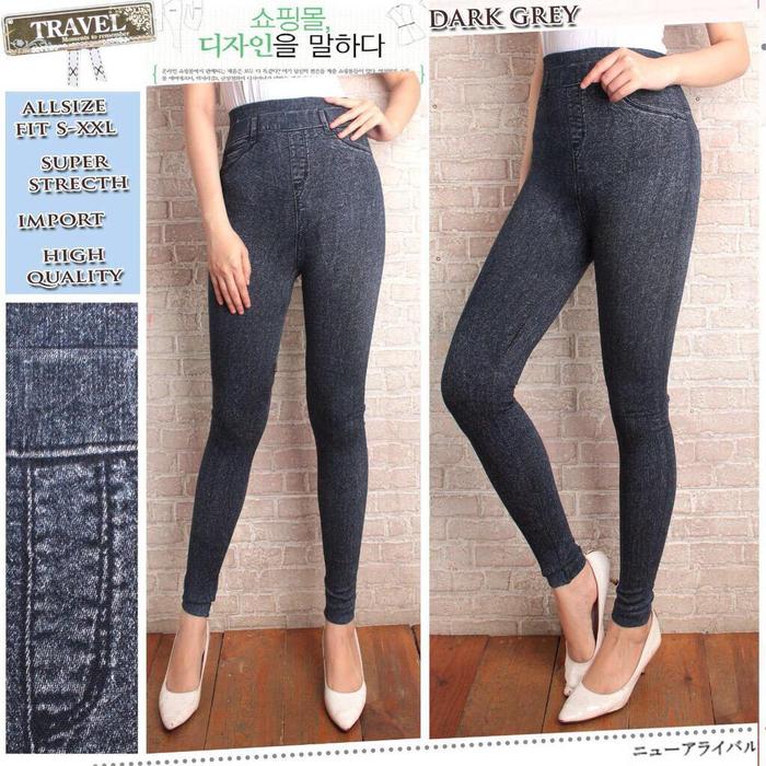 Gambar FASHION WANITA CELANA LEGGING IMPORT MOTIF JEANS CELANA BIG SIZE - DArkgrey dari GRACIO KIDS undefined Tokopedia