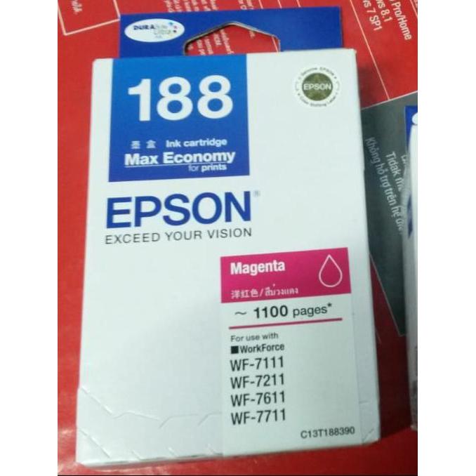 Gambar TINTA EPSON T188 T-188 CYAN YELLOW MAGENTA FOR WF7611 WF7111 WF7711 - Merah dari Blessing Computer JKT undefined Tokopedia