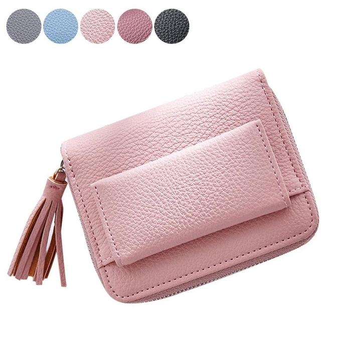 Jual Women Short Money Wallet Small Wallets Tassel Pendant PU