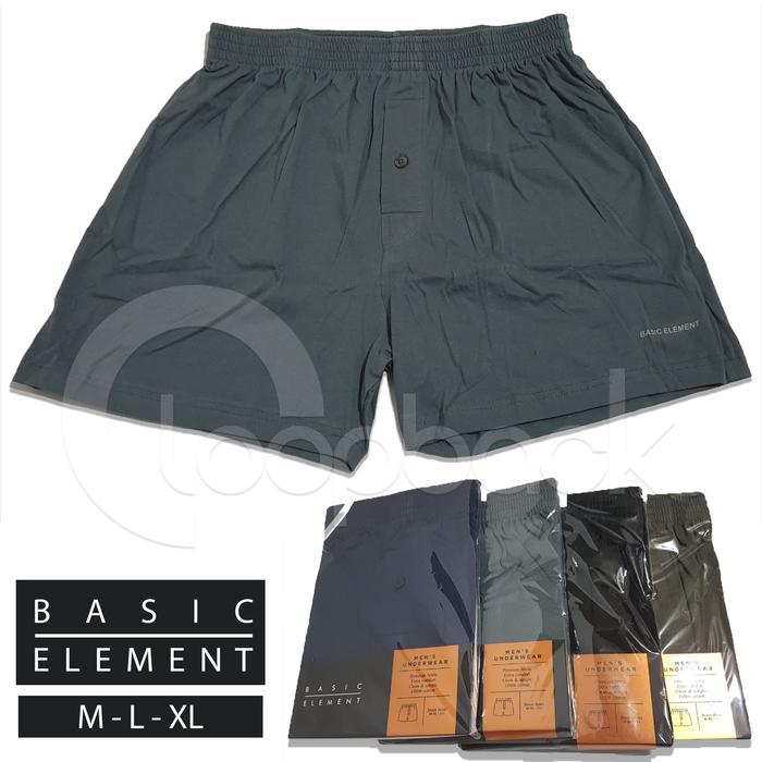 Gambar Celana Boxer Pria Basic Element BE - 112 | M,L,XL 100% Cotton Premium - M dari Loopback undefined Tokopedia