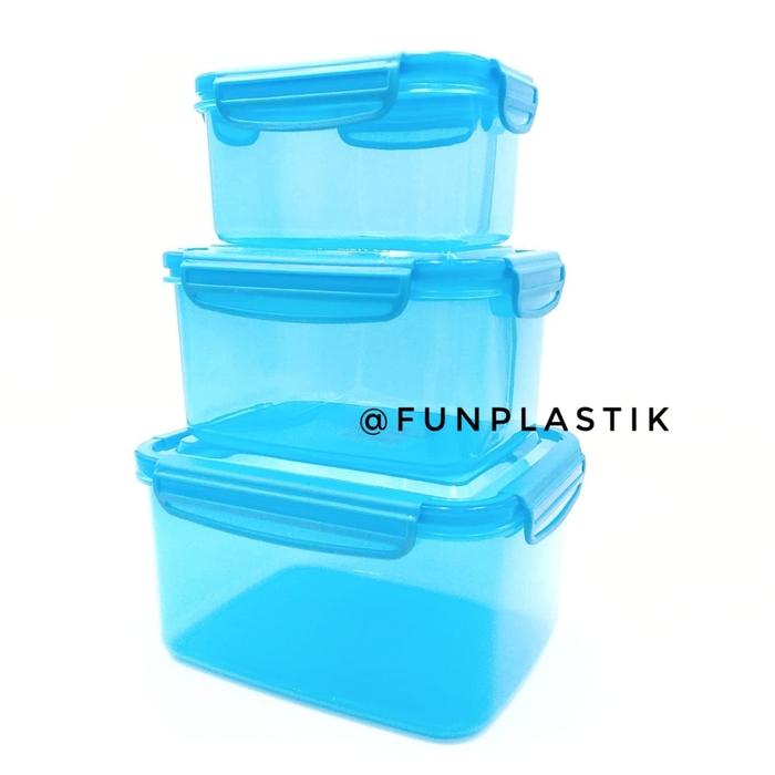 Gambar Lock and Lock Yooyee Tempat Makan Foodsaver Storage Toples isi 3 pcs - Biru dari Funplastik undefined Tokopedia