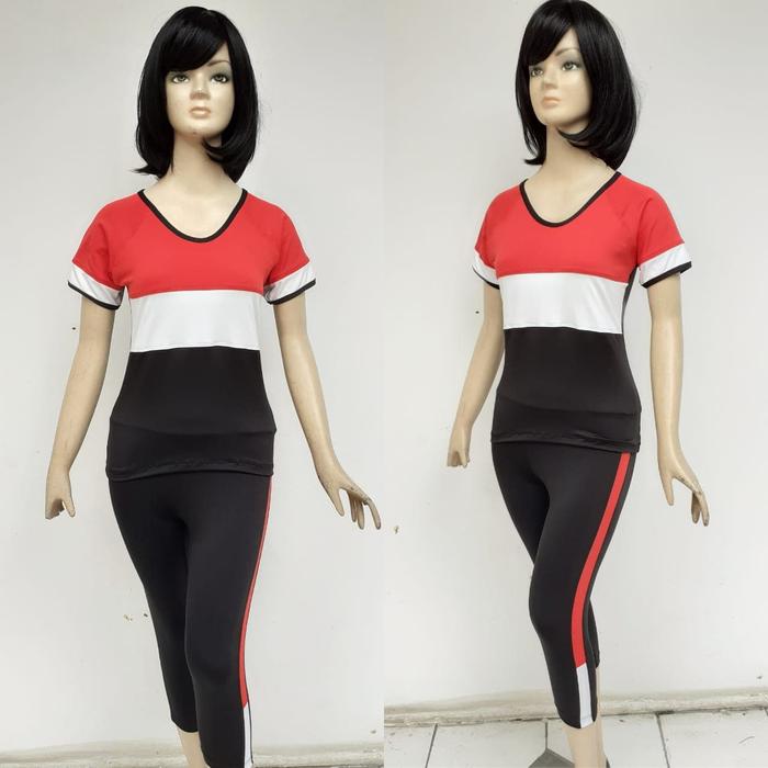 Gambar stelan senam DN1019 - Merah, S dari DN Sportswear Official undefined Tokopedia