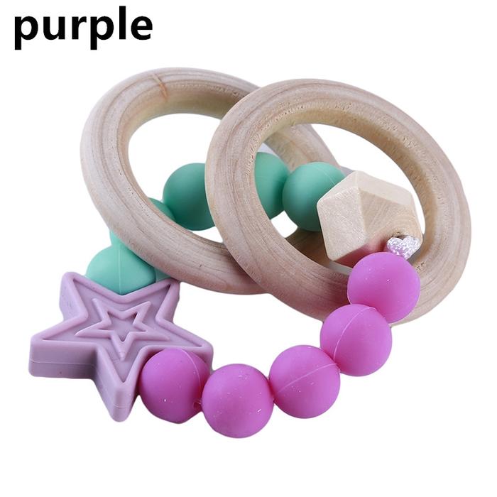 Gambar Silicone Beads Baby Teething Bracelet Natural Wooden Ring Chewable dari Aghista Official undefined Tokopedia