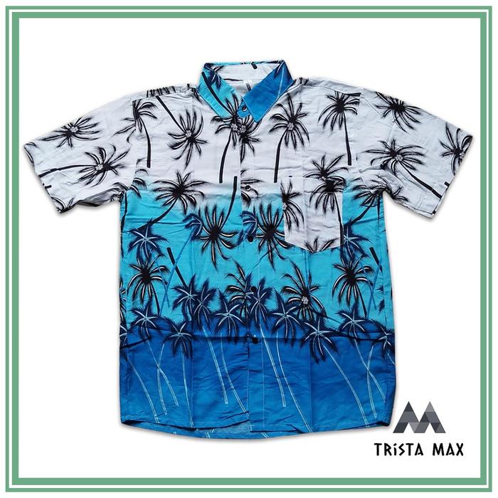 Gambar Baju Pantai Laki - Hem Pantai Bali - Kemeja Pantai Hawai - Kemeja Bali - Biru, L dari Trista Max undefined Tokopedia