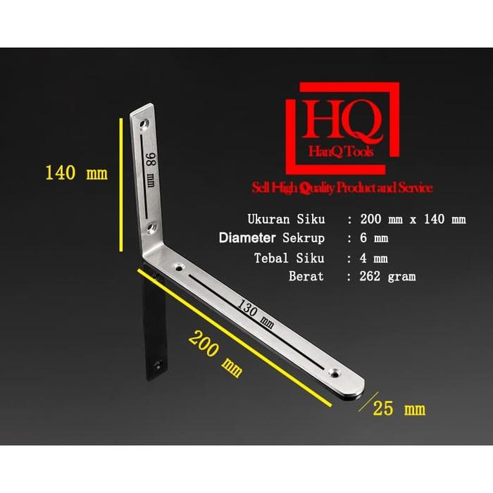 Gambar Siku L Rak Ambalan Braket Meja Kursi TV Lemari Shelf Bracket 200 x 140 dari HanQ Tools undefined Tokopedia