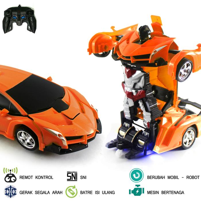 Gambar Mainan Mobil Remote Kontrol RC Deform Robot Super Auto - Orange dari enandemshop undefined Tokopedia