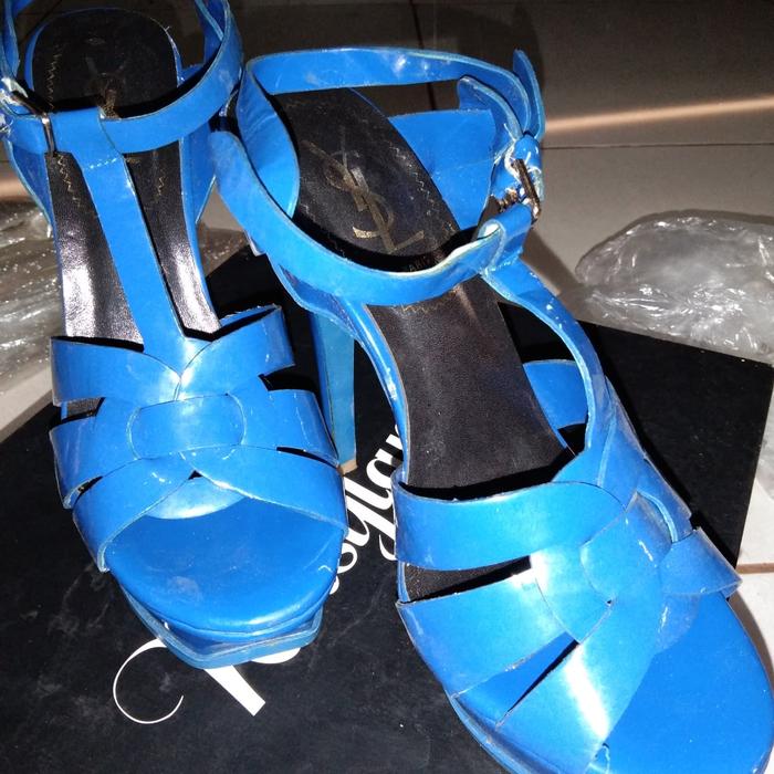 Highheels Ysl Biru Ori Preloved Murah Bagus Nego Sepatu Wanita