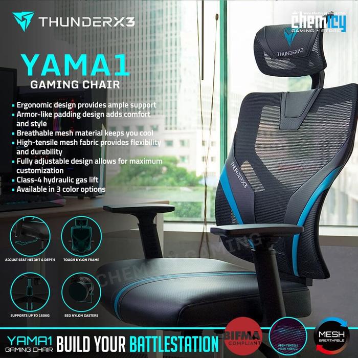 Aerocool thunderx3 yama1 cheap gaming chair black cyan