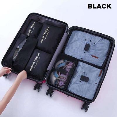 Gambar SECRET POUCH travel set 7 in 1 (1 set = 7 pcs) / Tas penyimpanan koper - Black dari NidjiShop_NEW undefined Tokopedia