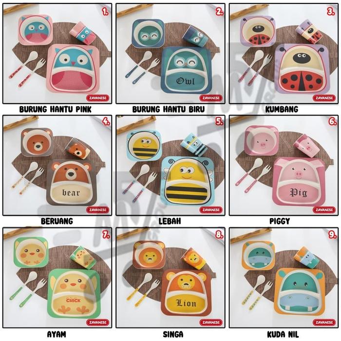 Gambar Set Piring Anak Bamboo 5 In 1 Bamboo Fiber Kids Feeding Set dari YB GROUP shop undefined Tokopedia