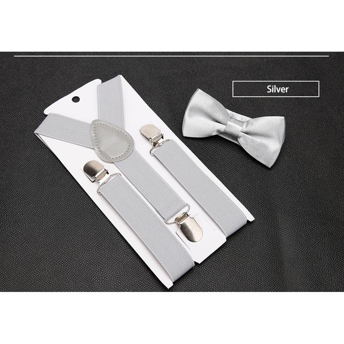 Gambar ACCESSORIES ANAK : RICO - PAKET suspender + bow tie - dasi kupu anak - SILVER dari Toko 1973 undefined Tokopedia