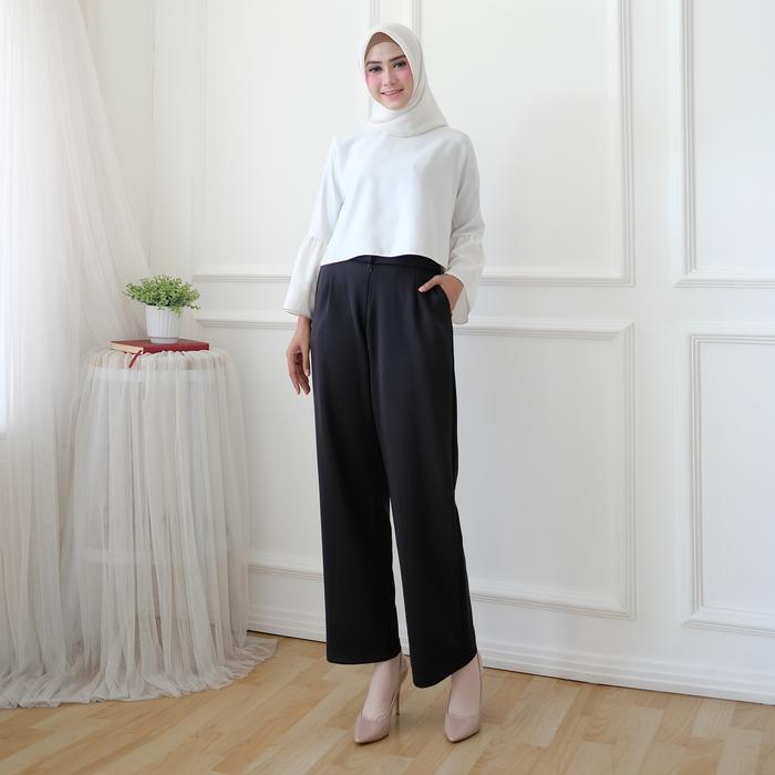 Gambar Modesee Celana Kulot Panjang Wanita Hitam Bahan Scuba M1117 - Hitam, L dari Modesee undefined Tokopedia