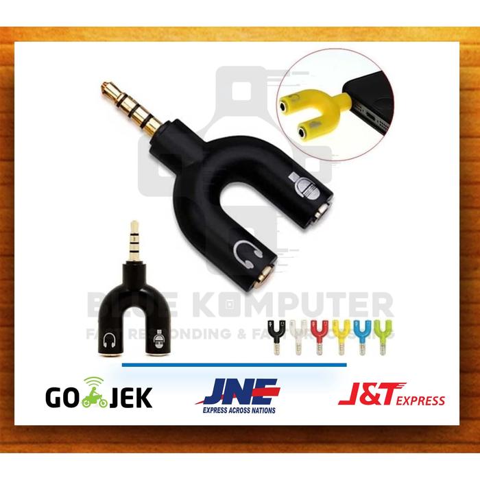 Gambar Audio Splitter Model - U Aux Jack 2 In 1 Spliter / SPLITER U dari bluekomputer undefined Tokopedia