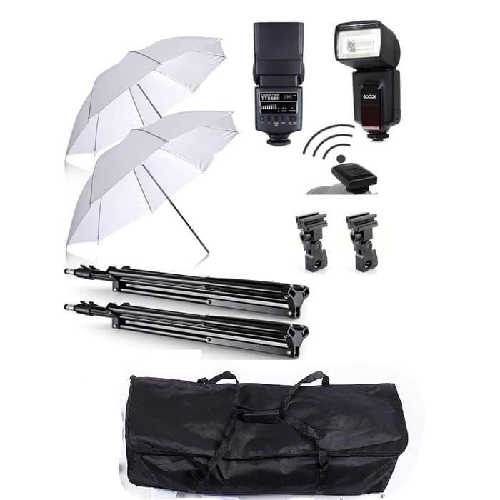 Gambar Paket Studio Payung + Flash Godox TT-560 II Internal Trigger dari Grosir Aksesoris Kamera undefined Tokopedia