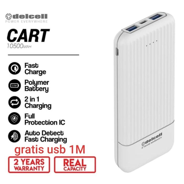 Gambar powerbank delcell cart 10500 dual input. real kapasitas.original dari 7070 shop undefined Tokopedia