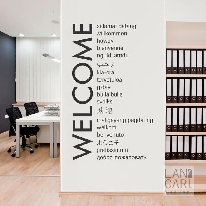 Gambar stiker dinding Kaca Welcome selamat datang wall window sticker cutting - Hitam Doff, M dari LANCARI undefined Tokopedia