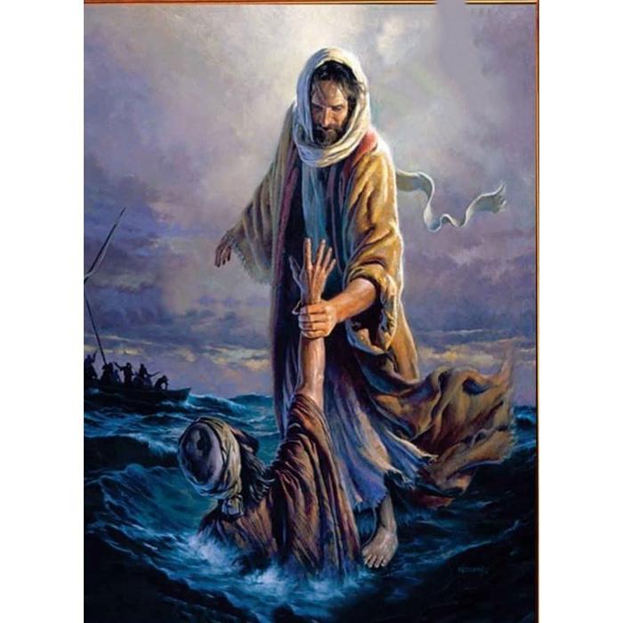 Gambar lukisan yesus menolong umat 80x140 cm rd dari Jendela ubud painting undefined Tokopedia
