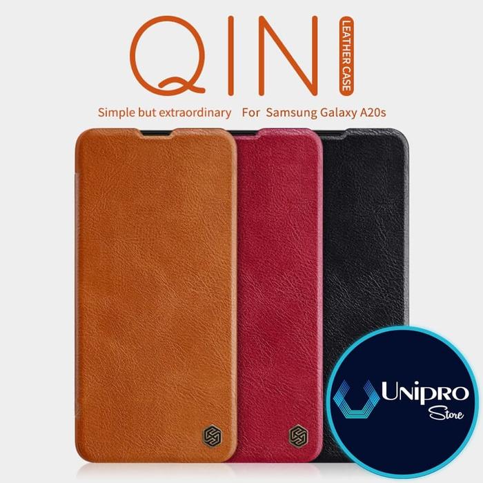 Gambar Flip Cover Nillkin Qin Leather Samsung Galaxy A20s Case Casing Ori - Red dari uniprostore.id undefined Tokopedia