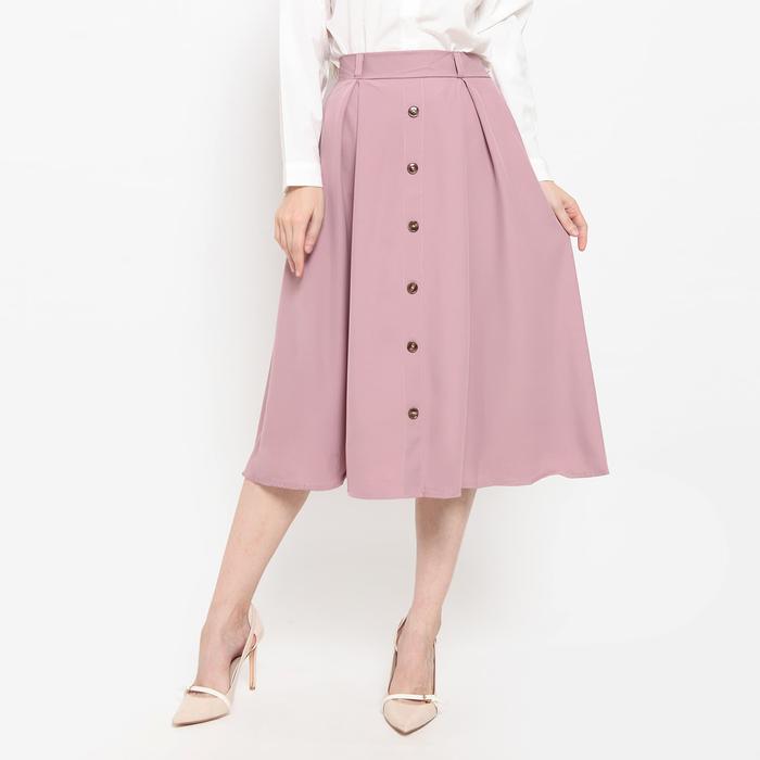 Gambar Skirt pinggang bahan stretch rok wanita front buttom FDRE04 Flat Pink dari Planet Jeans undefined Tokopedia
